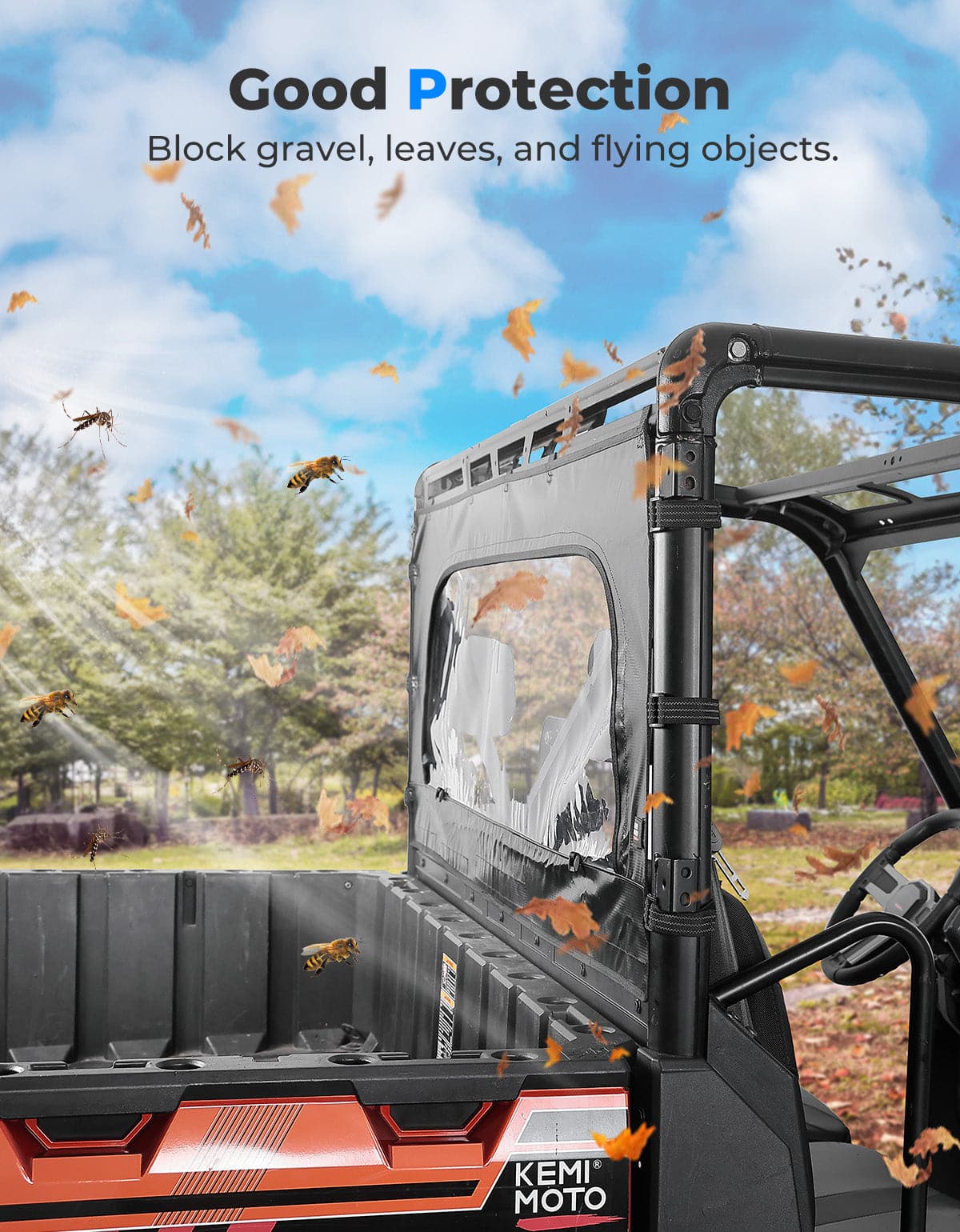 Kemimoto Zippered Rear Window for Polaris Ranger XP 1000 Crew
