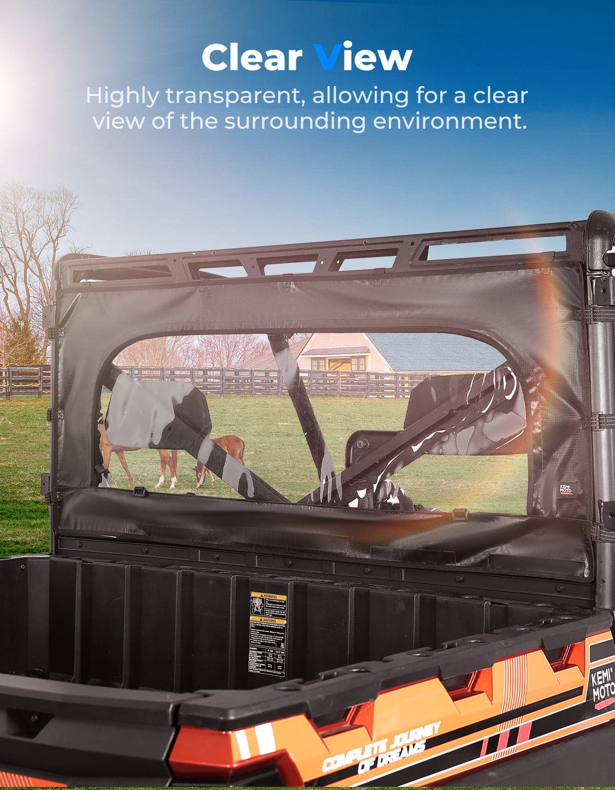 Kemimoto Zippered Rear Window for Polaris Ranger XP 1000 Crew