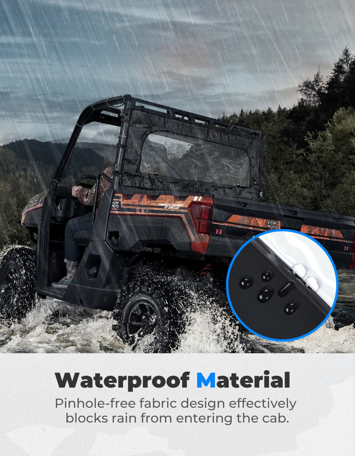 Kemimoto Zippered Rear Window for Polaris Ranger XP 1000 Crew
