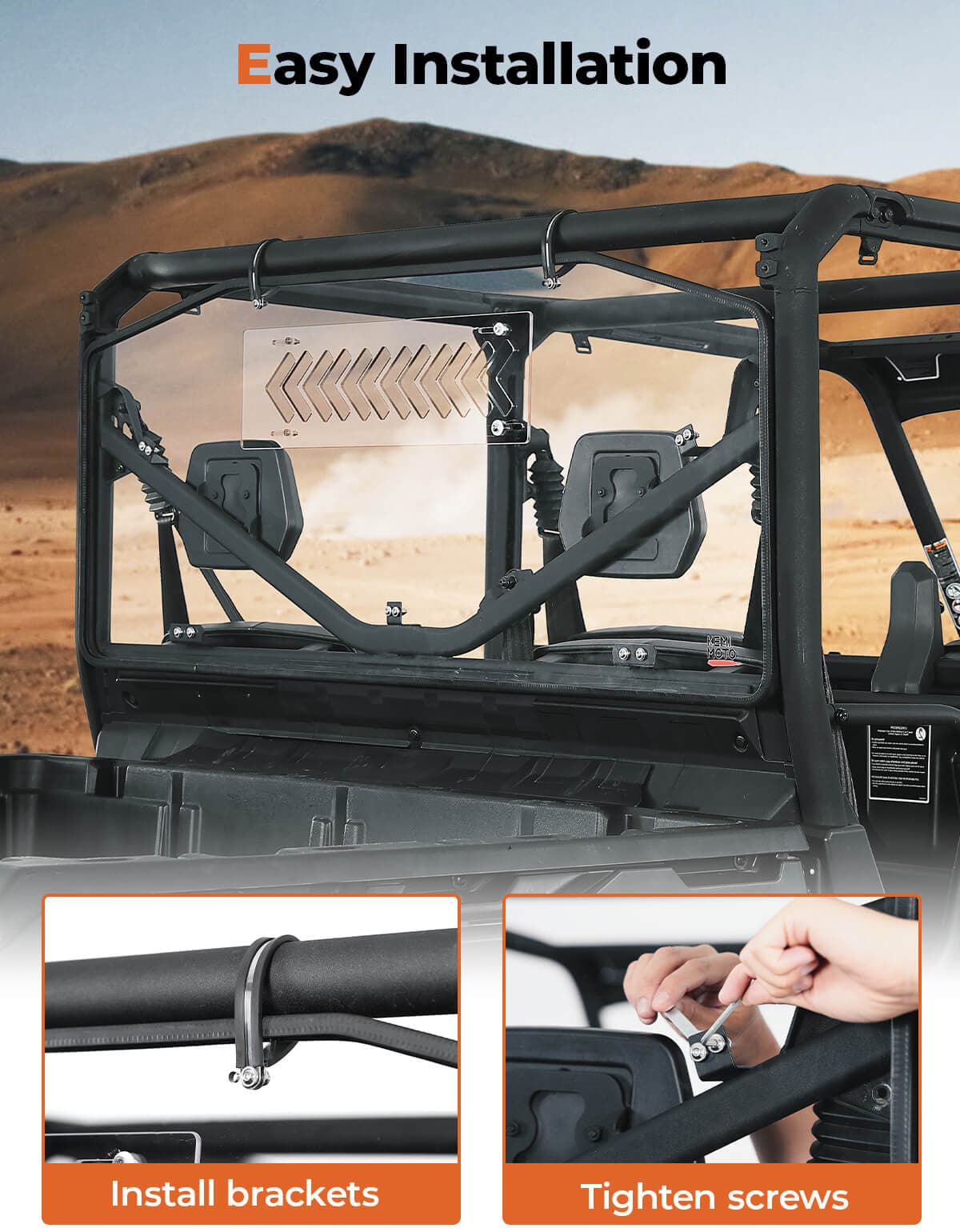 Kemimoto Vented Sliding Rear Windshield for Can‑Am Defender HD10‑HD7