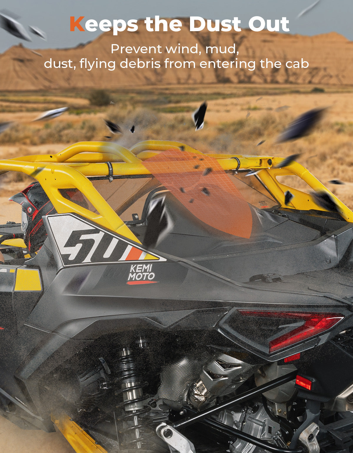 Kemimoto Scratch Resistant Tinted Rear Windshield Can‑Am Maverick R 2024+