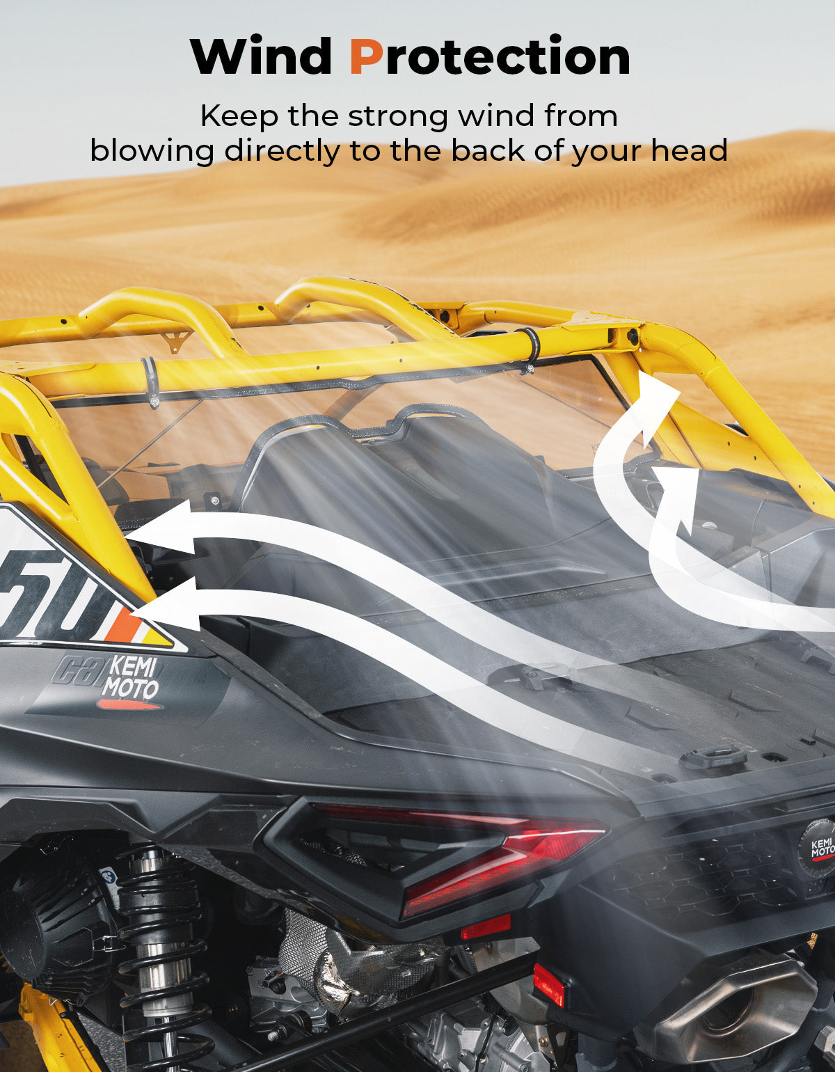 Kemimoto Scratch Resistant Tinted Rear Windshield Can‑Am Maverick R 2024+