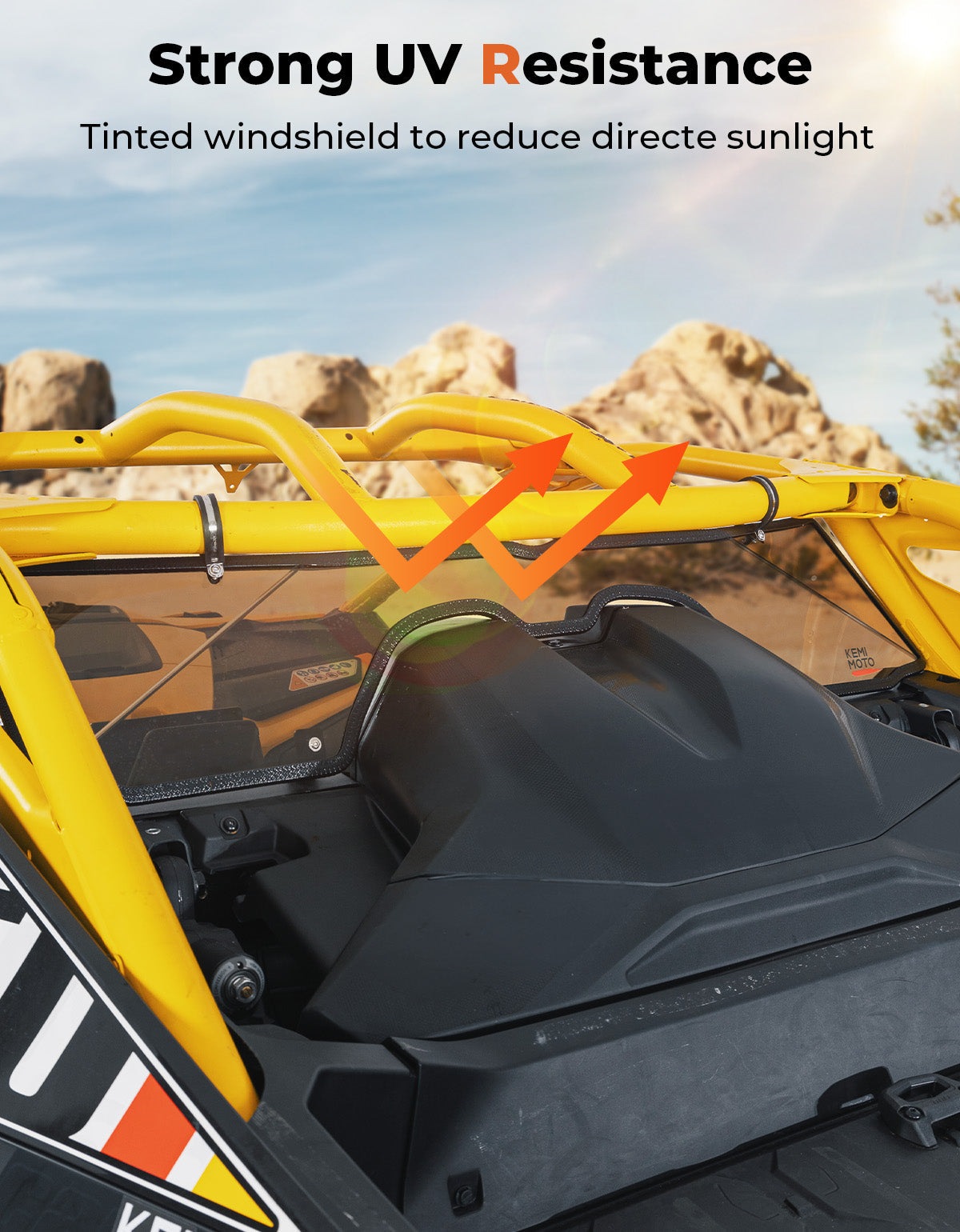 Kemimoto Scratch Resistant Tinted Rear Windshield Can‑Am Maverick R 2024+
