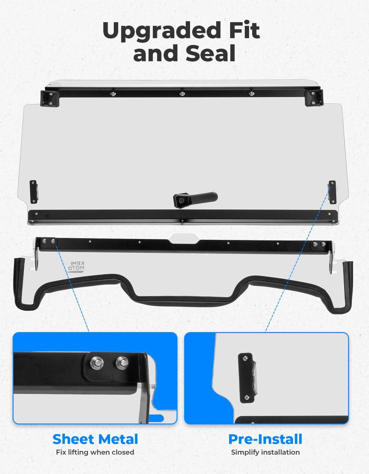 Kemimoto 2‑IN‑1 Flip Up Windshield for RZR XP 1000 Turbo