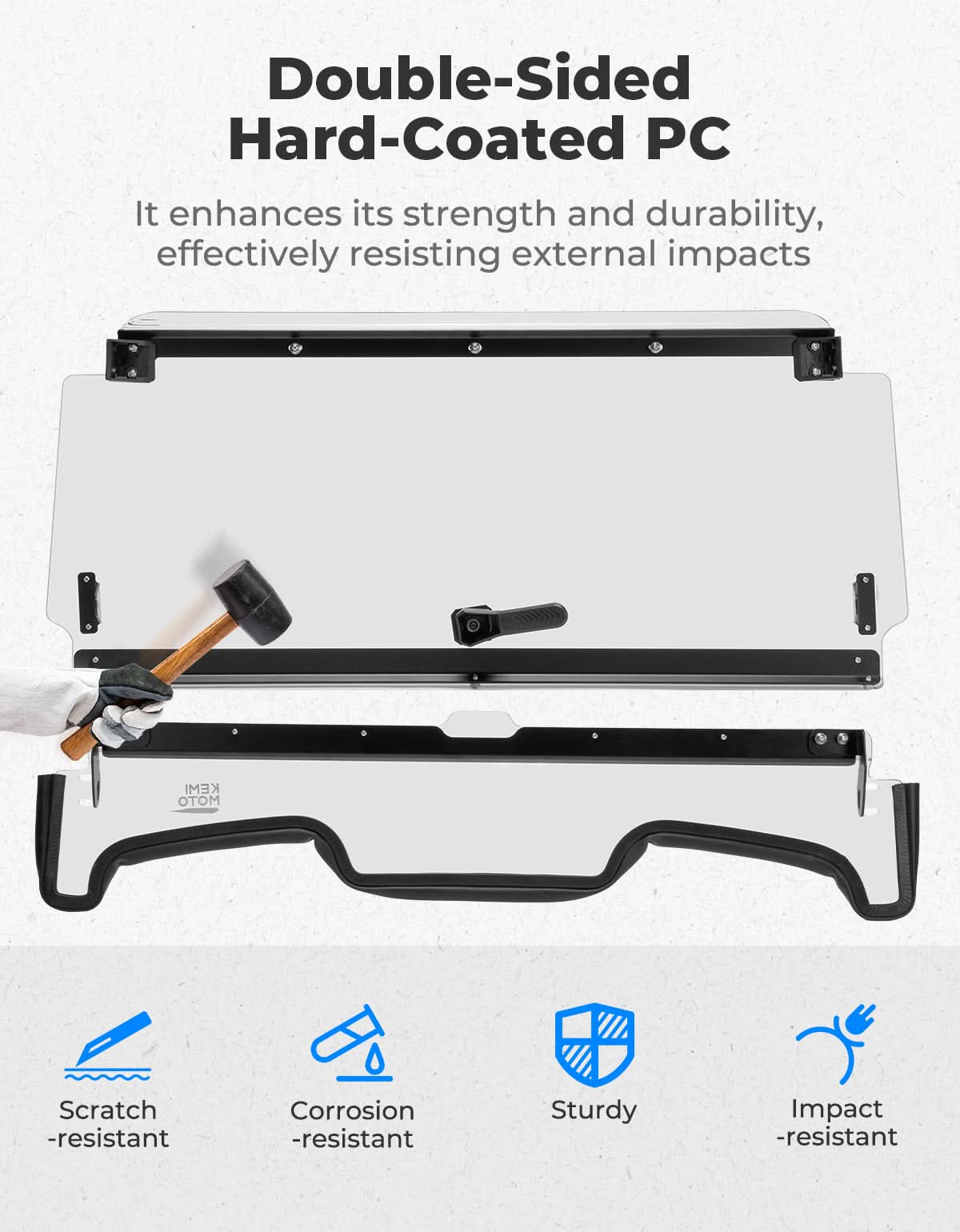 Kemimoto 2-IN-1 Flip Up Windshield for Polaris RZR XP 1000