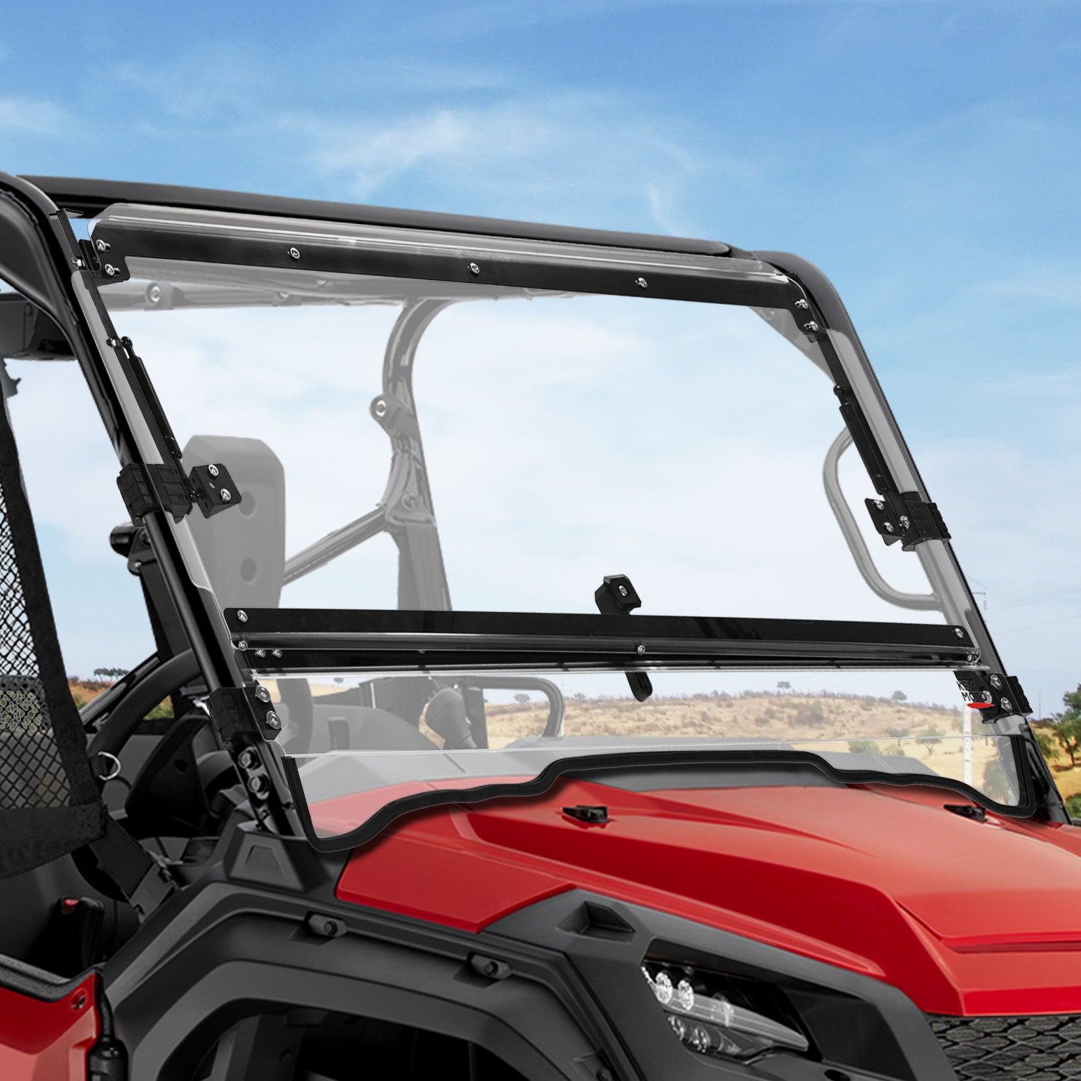 Kemimoto 2-IN-1 Flip Windshield Hard-Coated PC for Pioneer 1000 2016-2026
