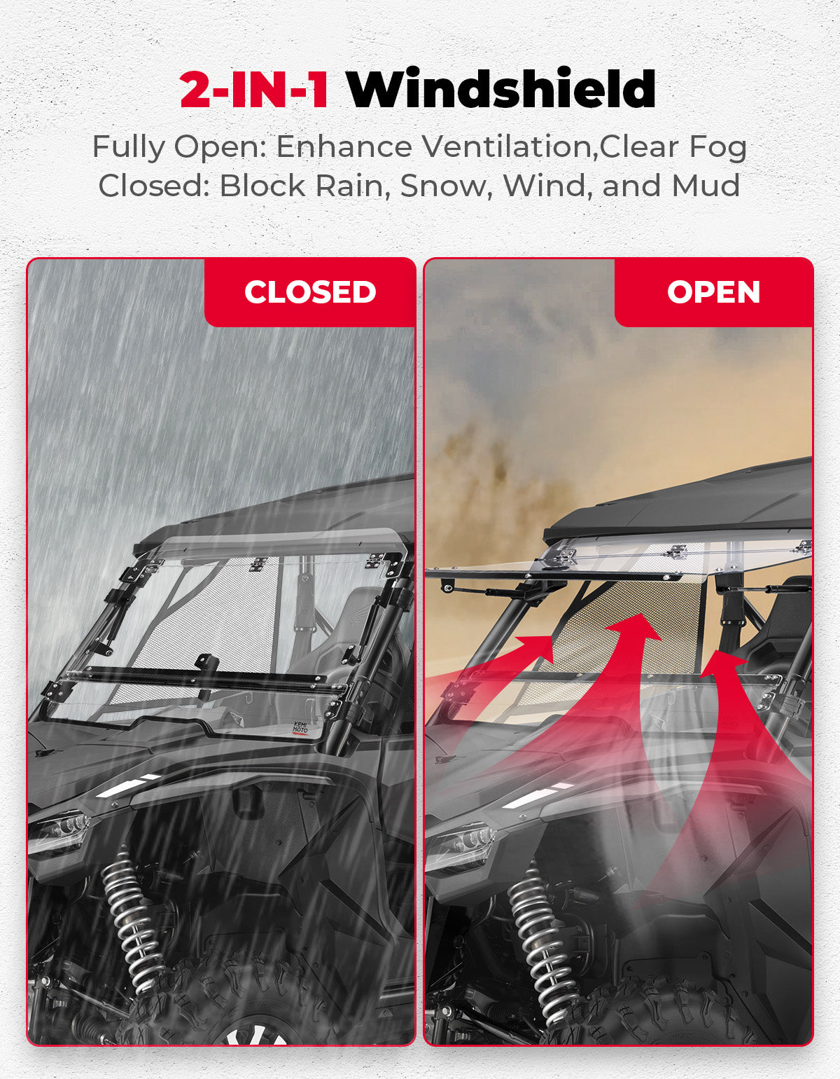 Flip 2-in-1 Windshield for Honda Talon 1000X/1000R/1000X-4