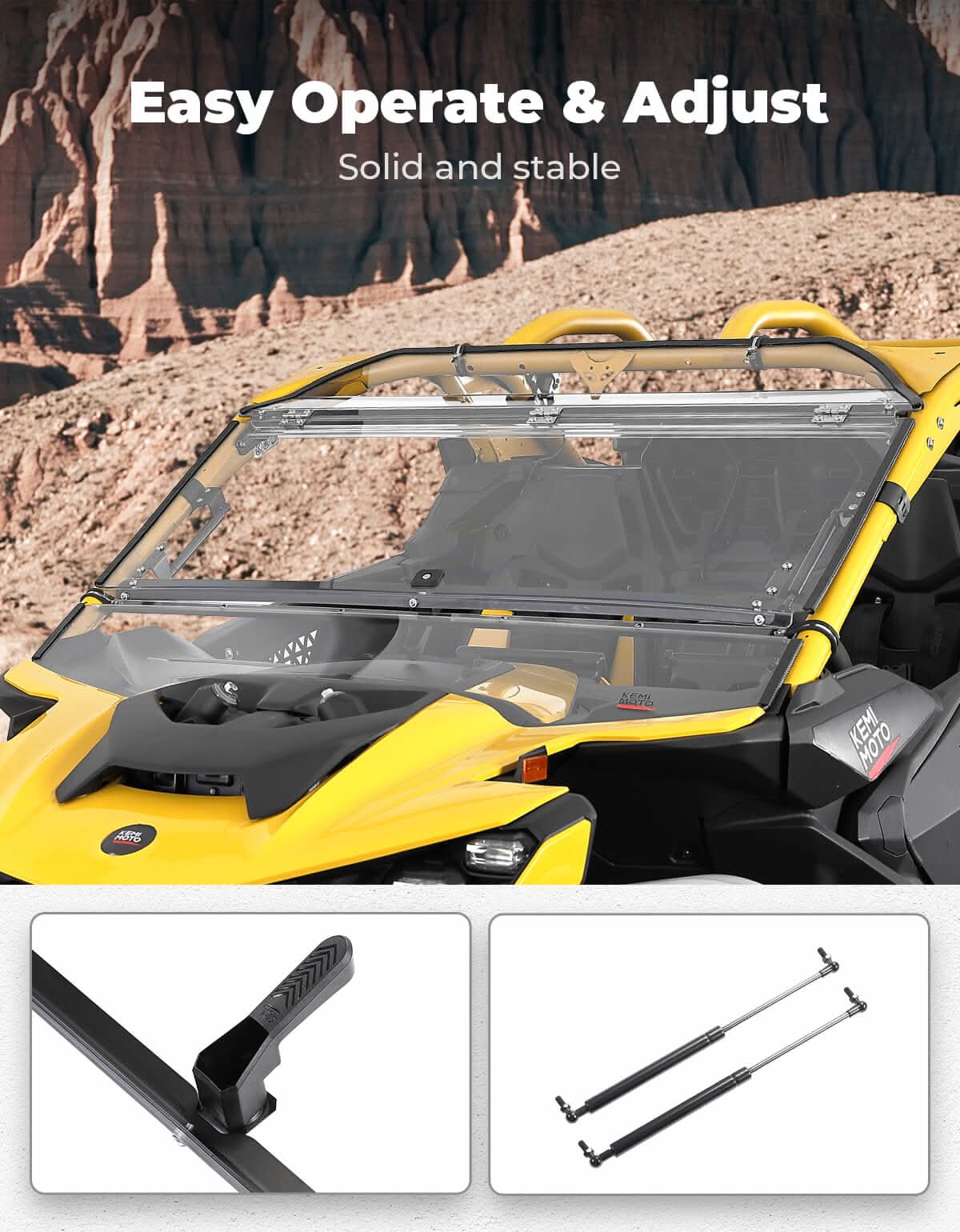 Kemimoto Flip Windshield for Can‑Am Maverick R 2024+