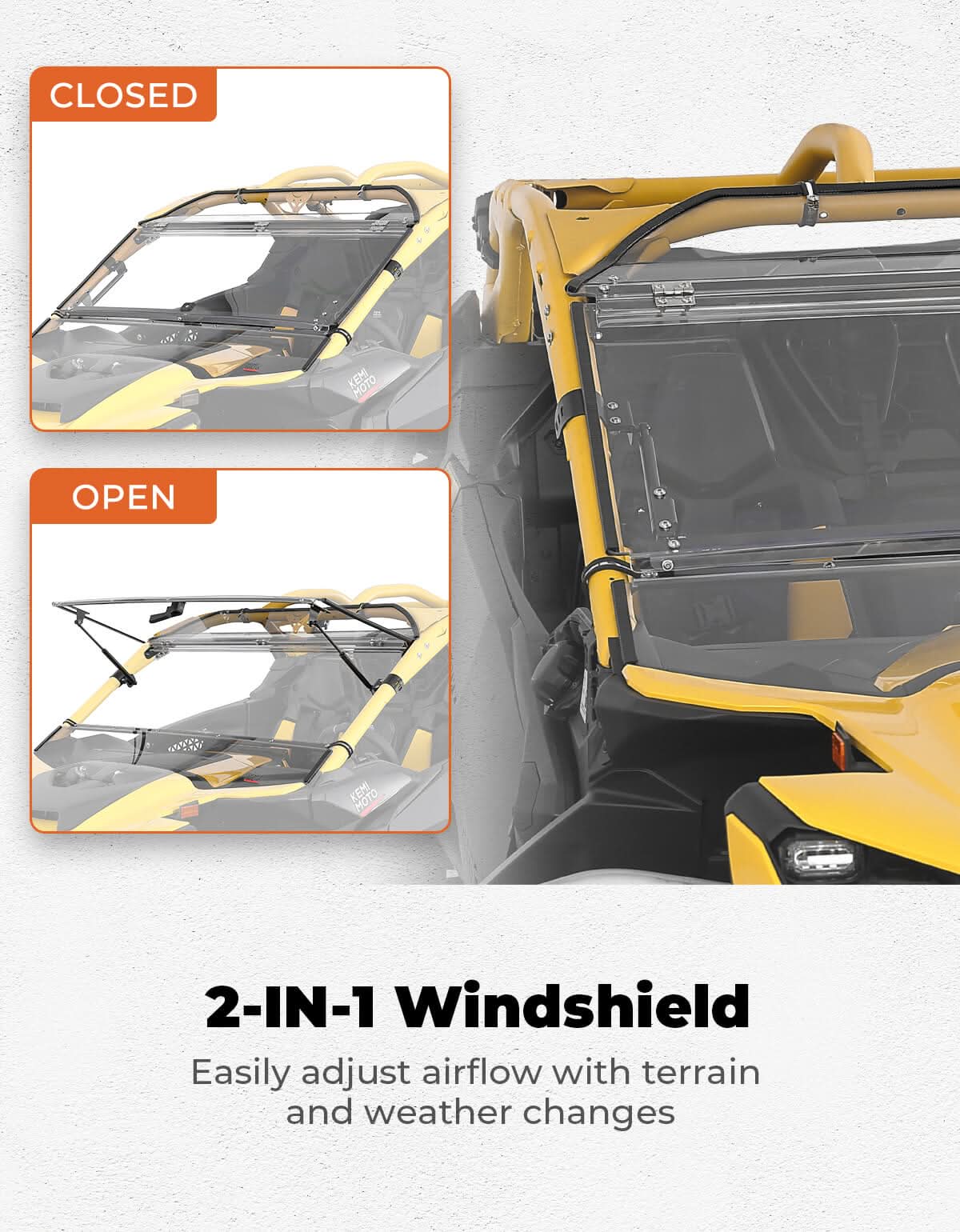 Kemimoto Flip Windshield for Can‑Am Maverick R 2024+