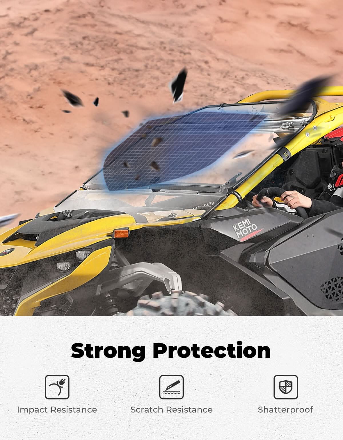 Kemimoto Flip Windshield for Can‑Am Maverick R 2024+