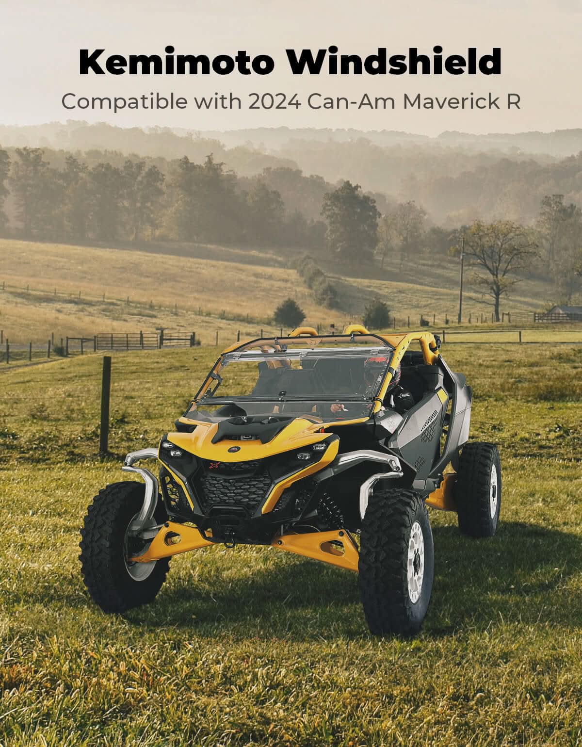 Kemimoto Flip Windshield for Can‑Am Maverick R 2024+