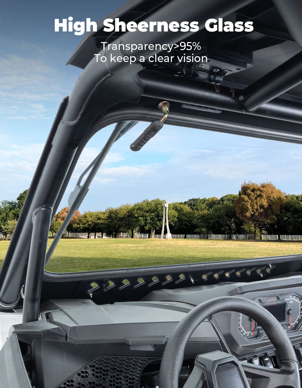 Kemimoto Glass Windshield With 2 Wipers For Polaris RZR XP