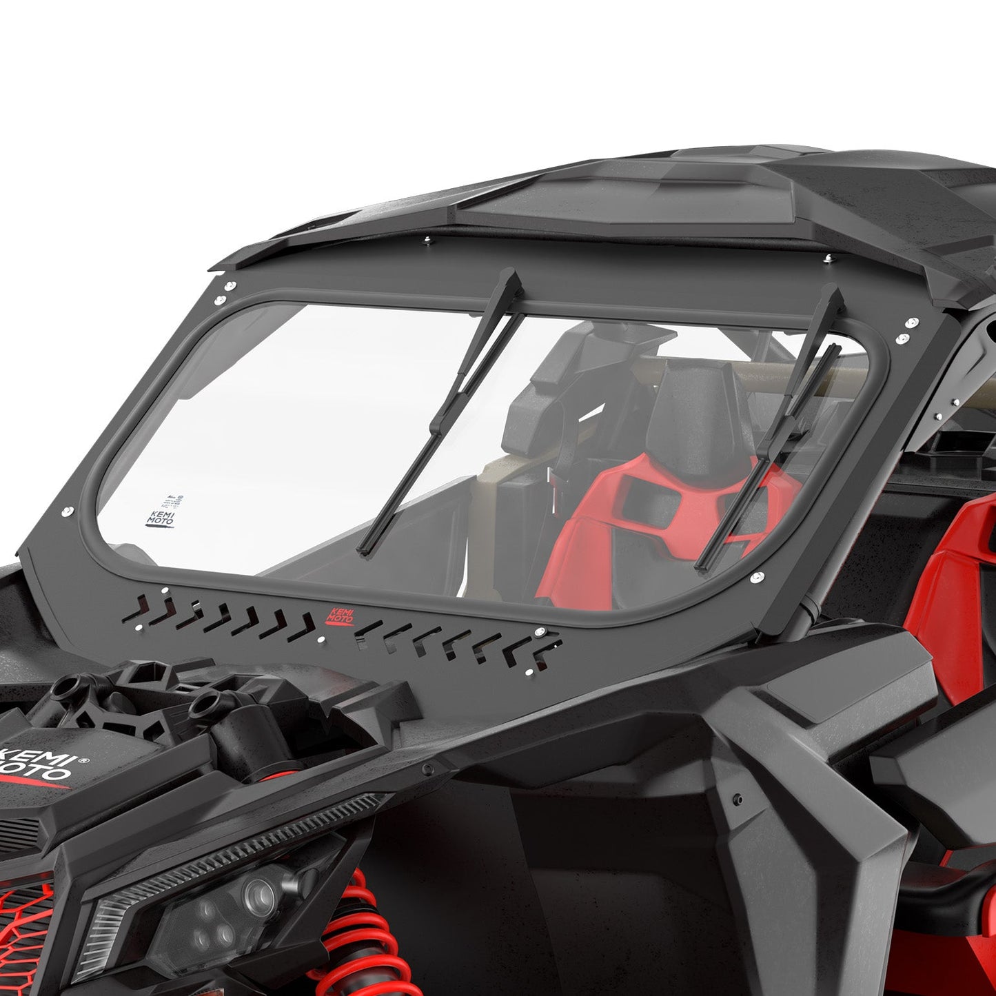 Kemimoto Glass Windshield with Sliding Vents for Can‑Am Maverick X3