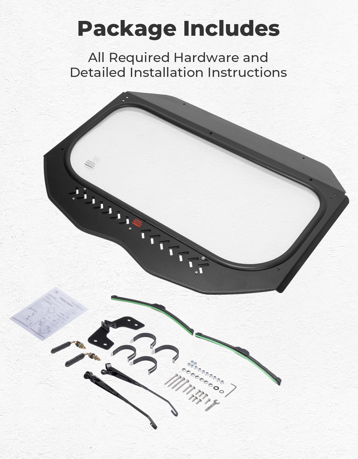 Kemimoto Glass Windshield with Sliding Vents for Can‑Am Maverick X3