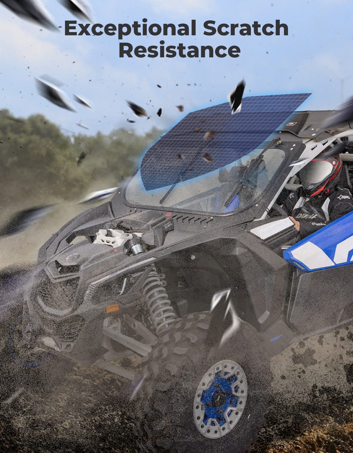 Kemimoto Glass Windshield with Sliding Vents for Can‑Am Maverick X3