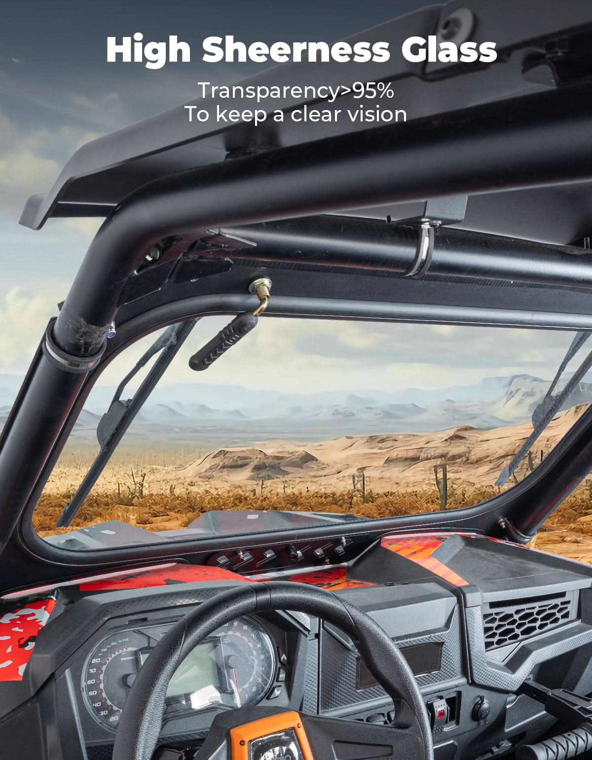 Kemimoto Glass Windshield 2 Wipers for Polaris RZR XP 1000