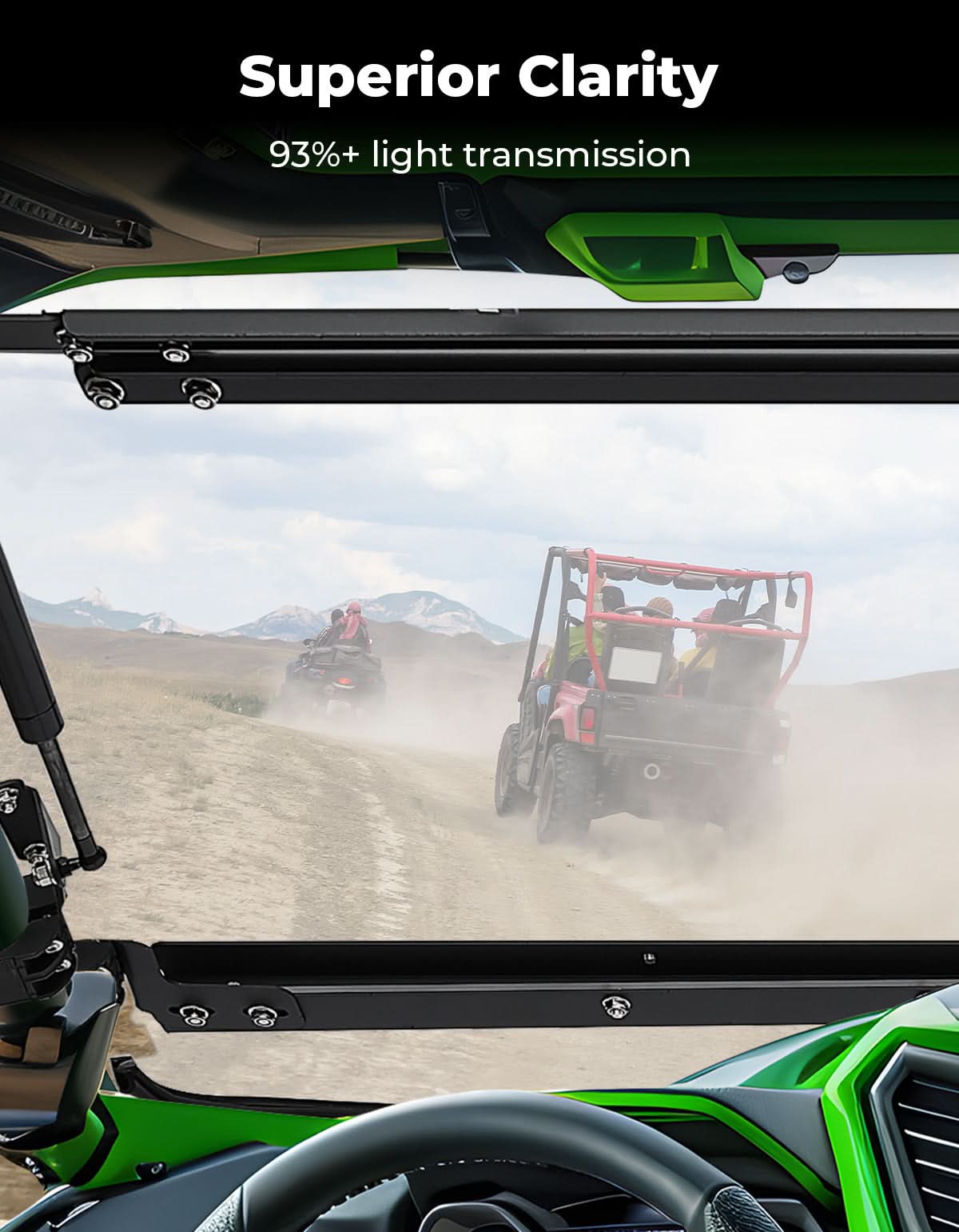 Kemimoto Scratch Resistant Flip Windshield for Kawasaki Teryx KRX 1000