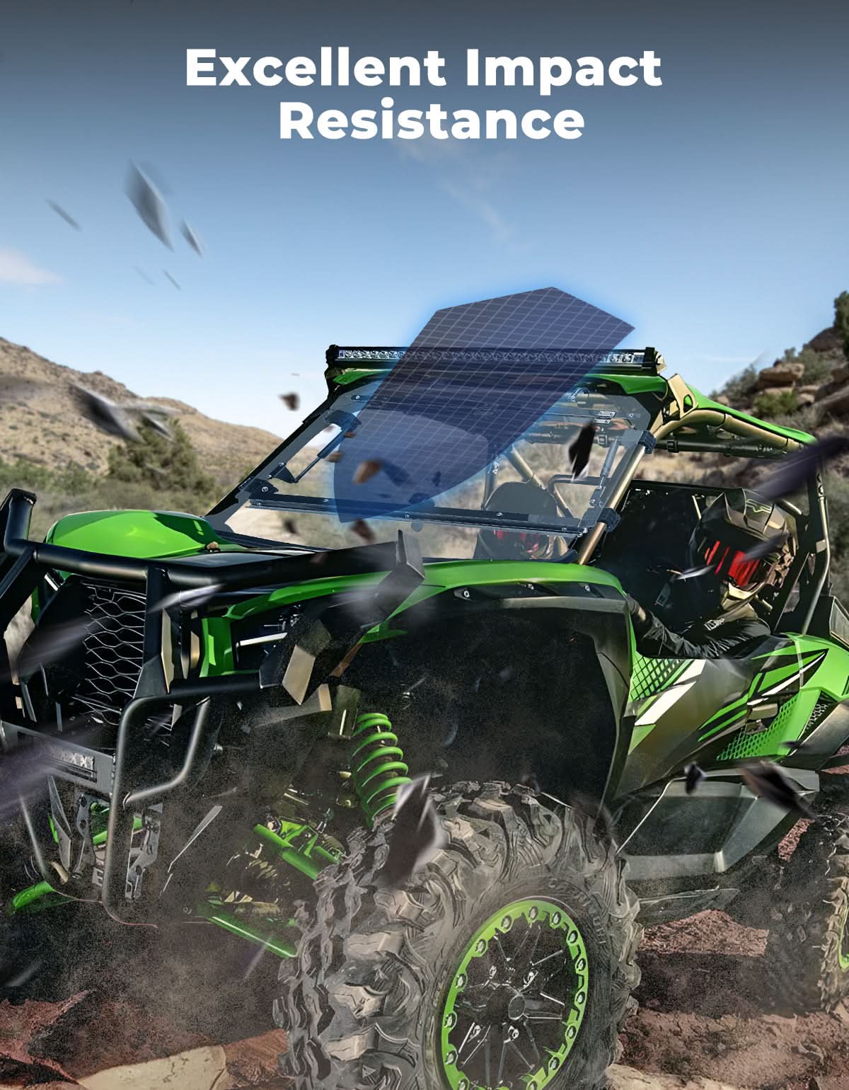 Kemimoto Scratch Resistant Flip Windshield for Kawasaki Teryx KRX 1000