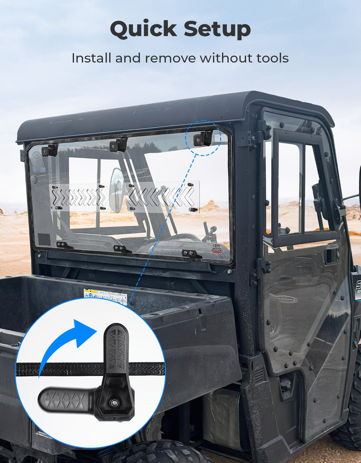 Rear Window for Polaris Ranger Midsize 500/570/SP 570/Crew/ETX/EV 2015-2026