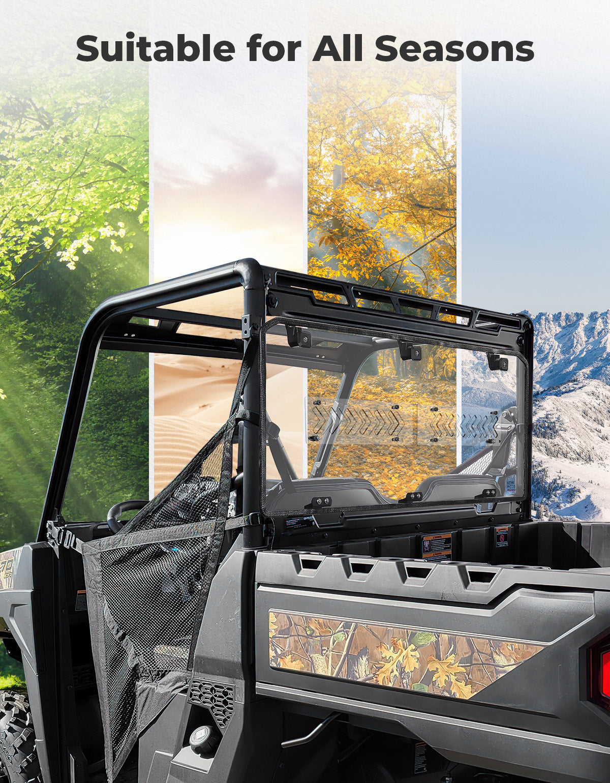 Rear Window for Polaris Ranger Midsize 500/570/SP 570/Crew/ETX/EV 2015-2026