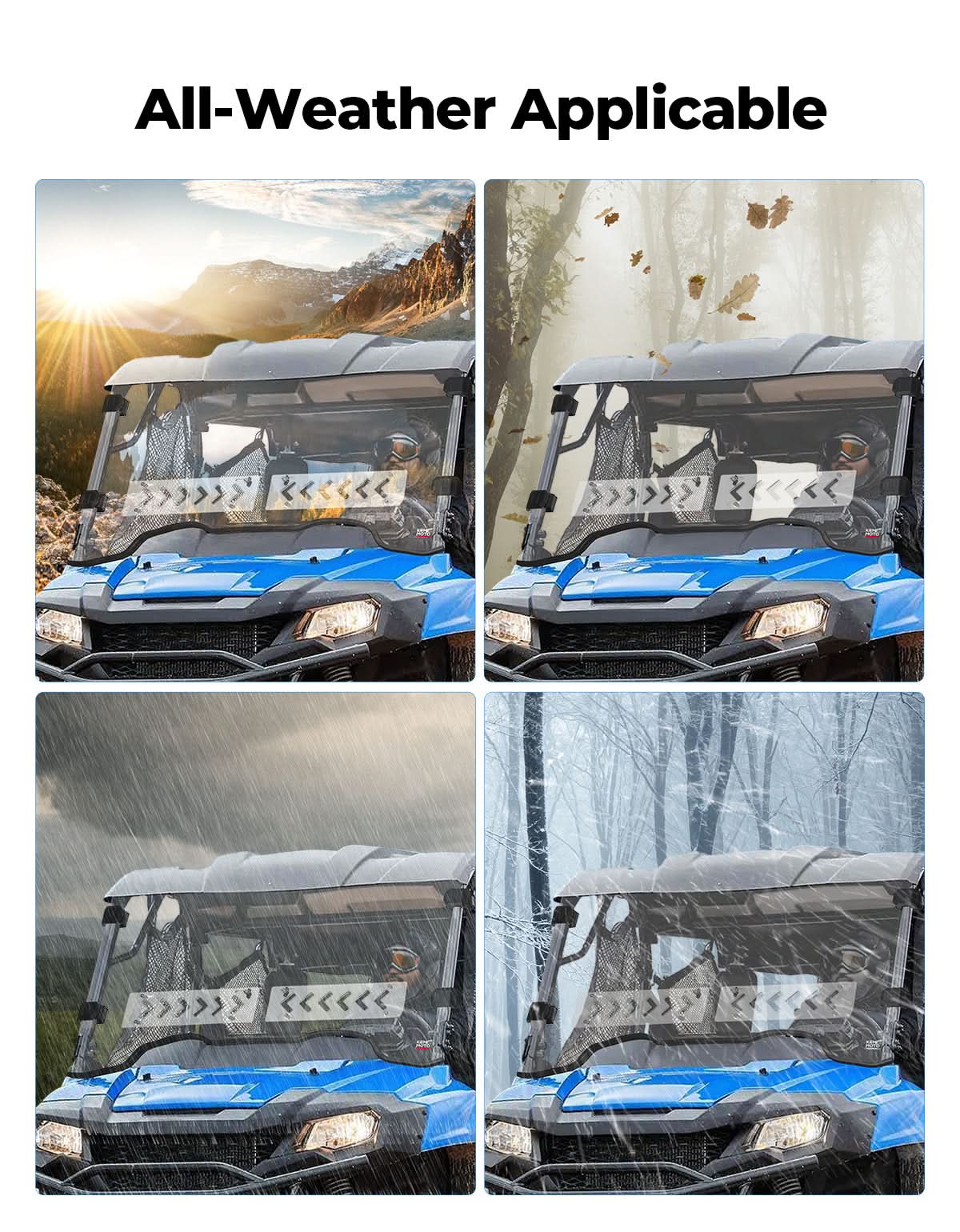 Kemimoto UTV Front Windshield with Sliding Window for Pioneer 700/700‑4 2014‑2026