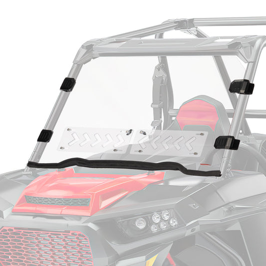 Kemimoto Front Windshield Vented Pre-Installed Rubber Strip for Polaris RZR
