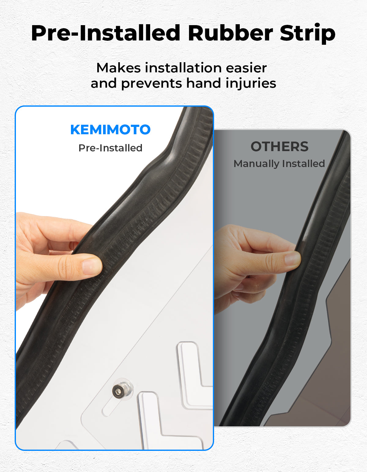 Kemimoto Front Windshield Vented Pre-Installed Rubber Strip for Polaris RZR