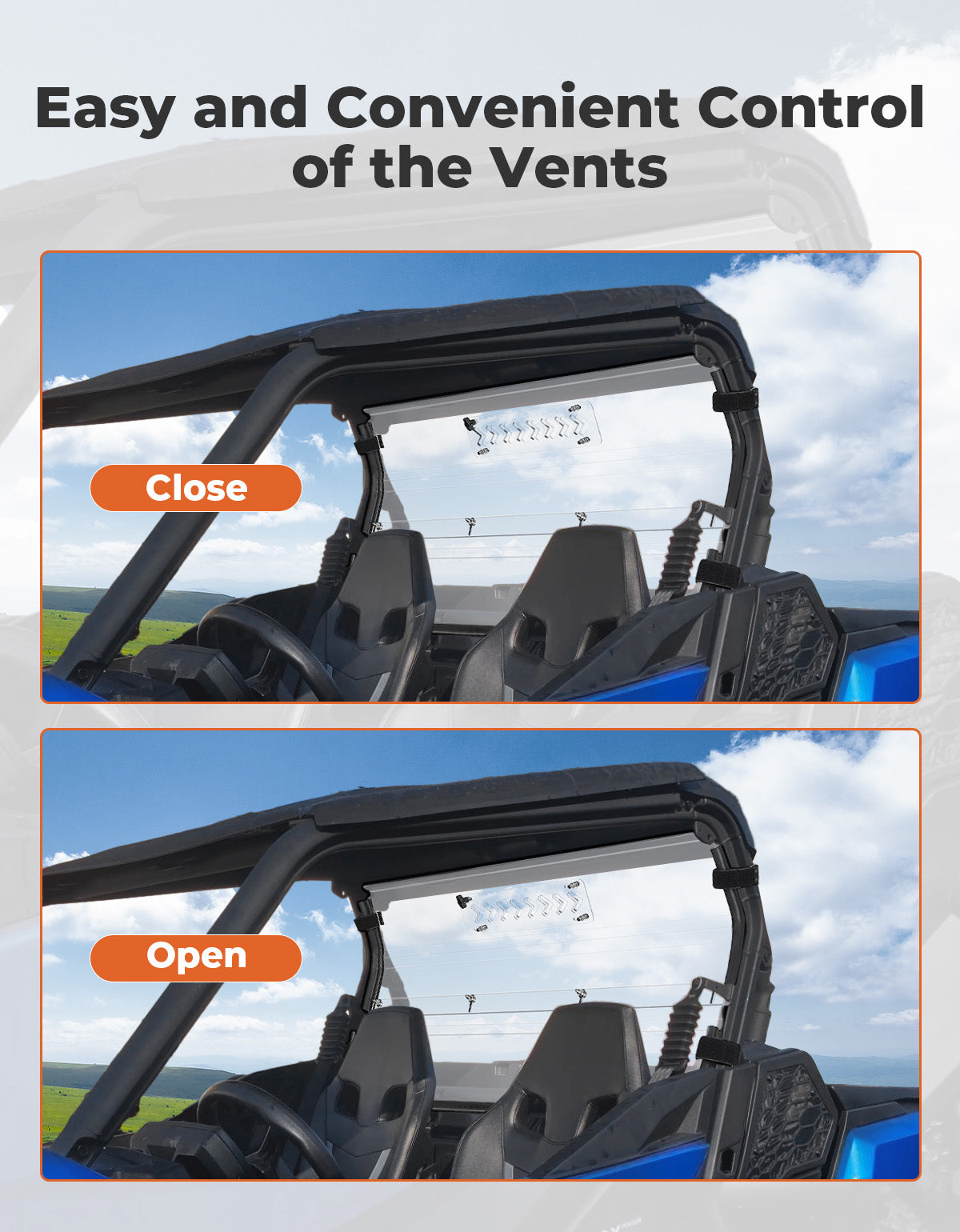 Vented Rear Windshield for Can‑Am Commander 700 1000 2021‑2025