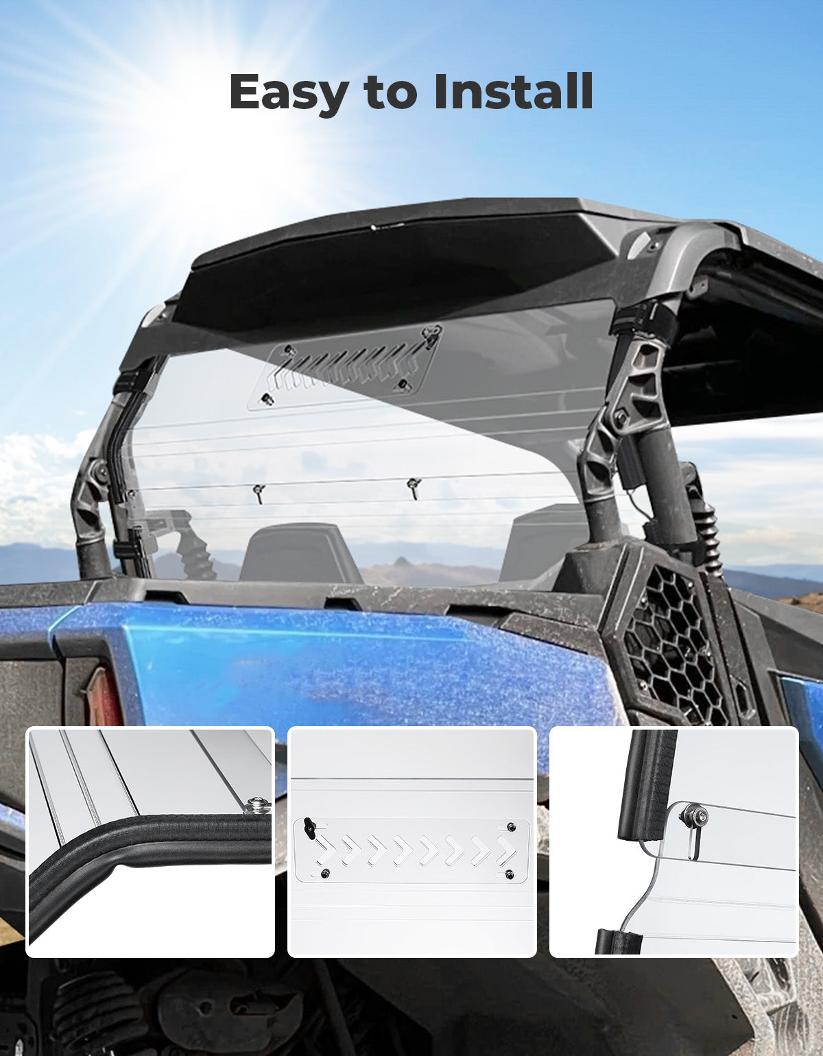 Vented Rear Windshield for Can‑Am Commander 700 1000 2021‑2025