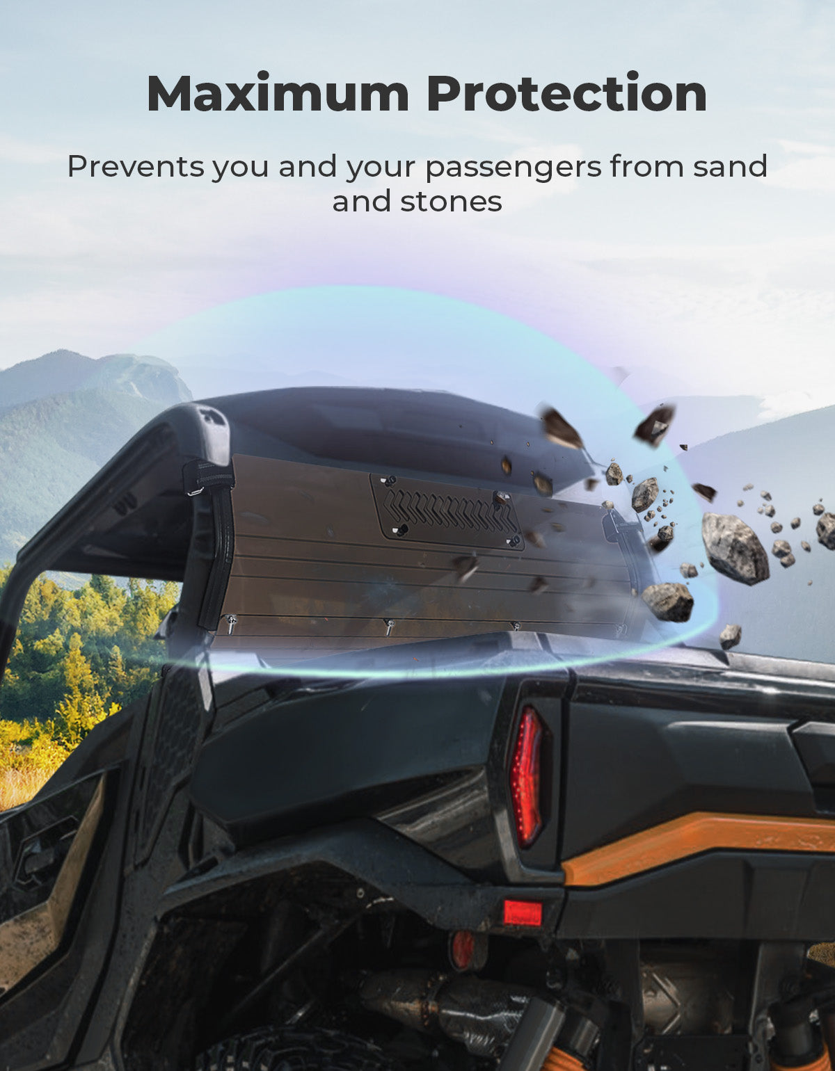Kemimoto Vented Tinted Rear Windshield for Can‑Am Commander