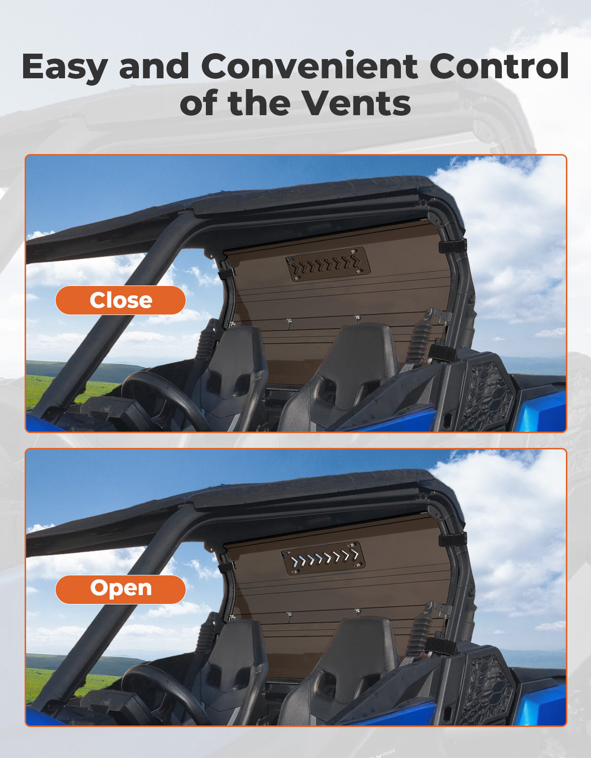 Kemimoto Vented Tinted Rear Windshield for Can‑Am Commander