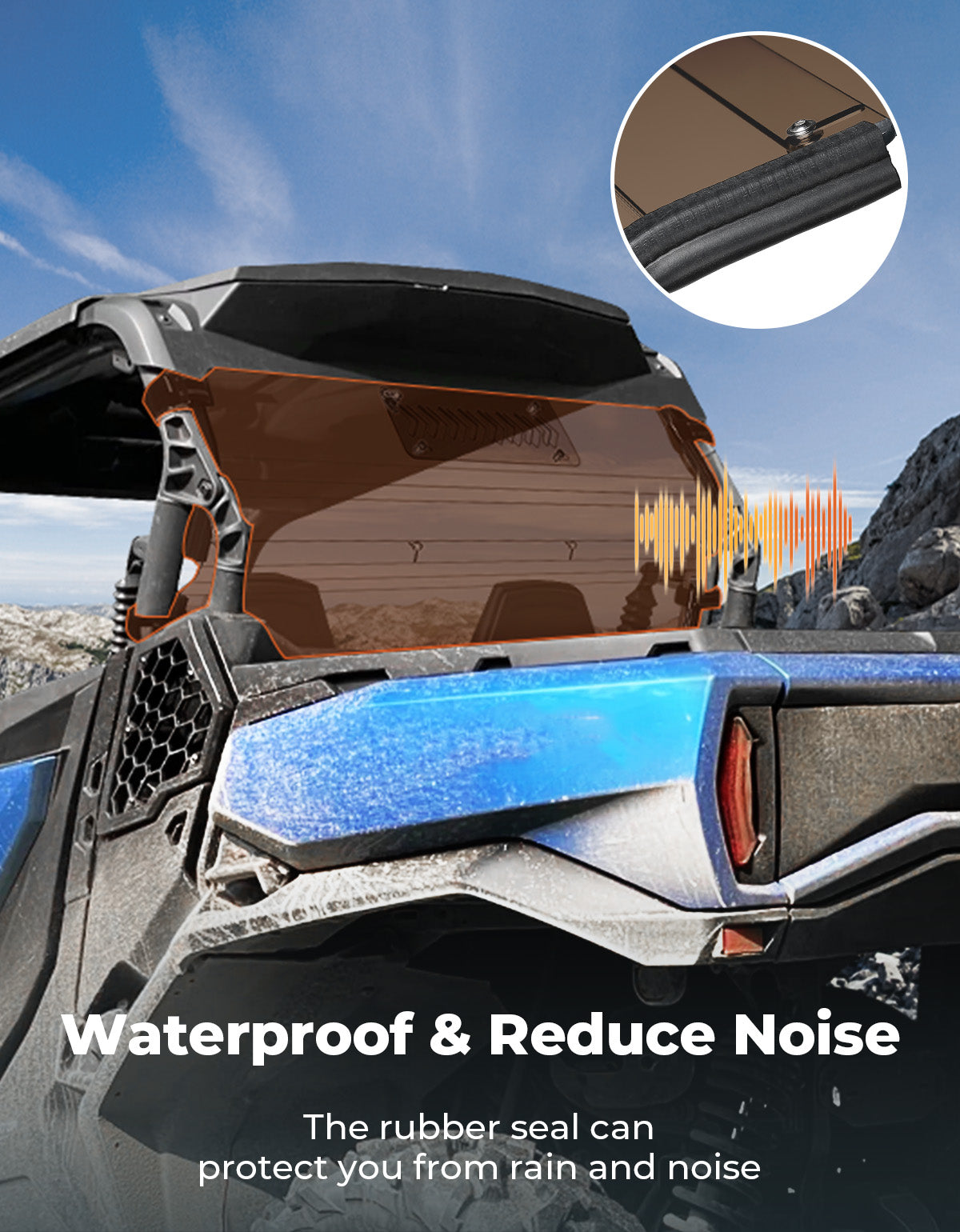 Kemimoto Vented Tinted Rear Windshield for Can‑Am Commander