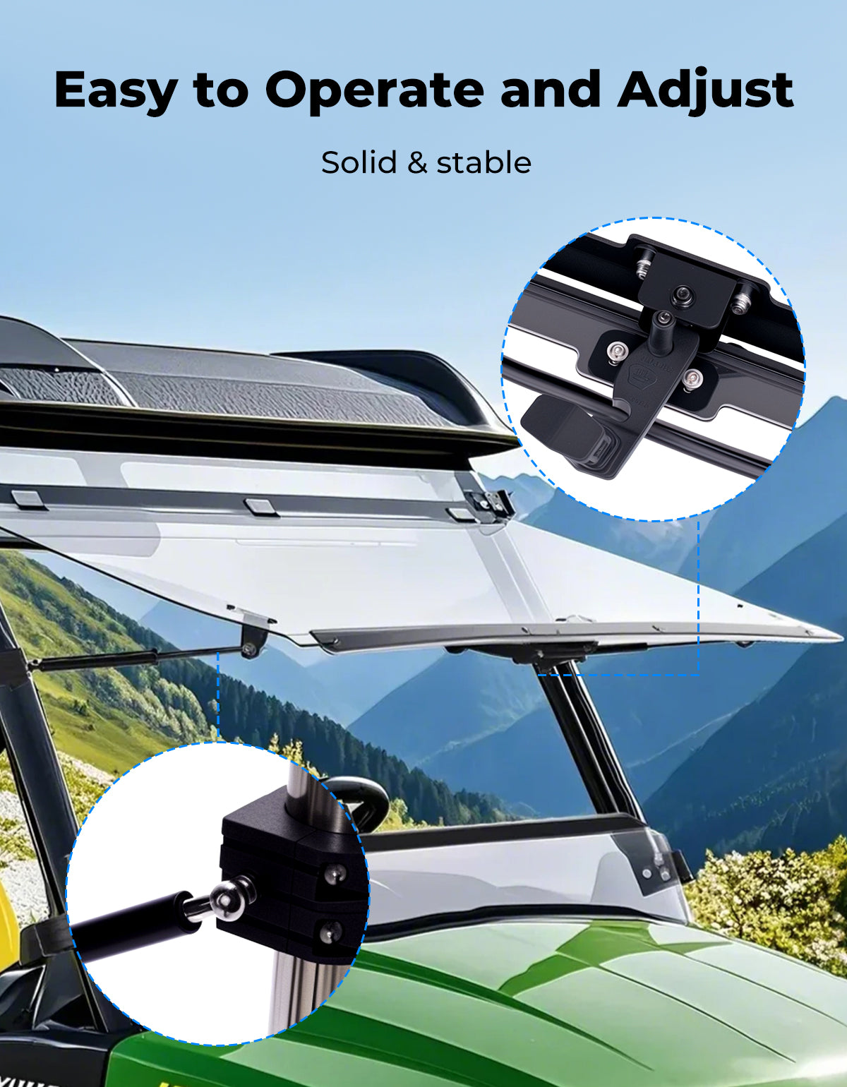 Kemimoto Flip Windshield for John Deere Gator Polycarbonate