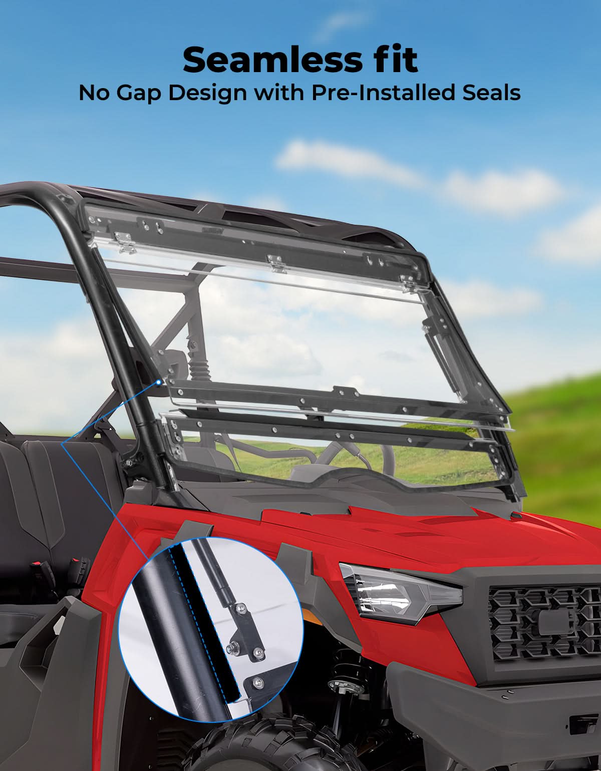 Kemimoto 3-In-1 Flip Front Windshield for Tracker 800SX