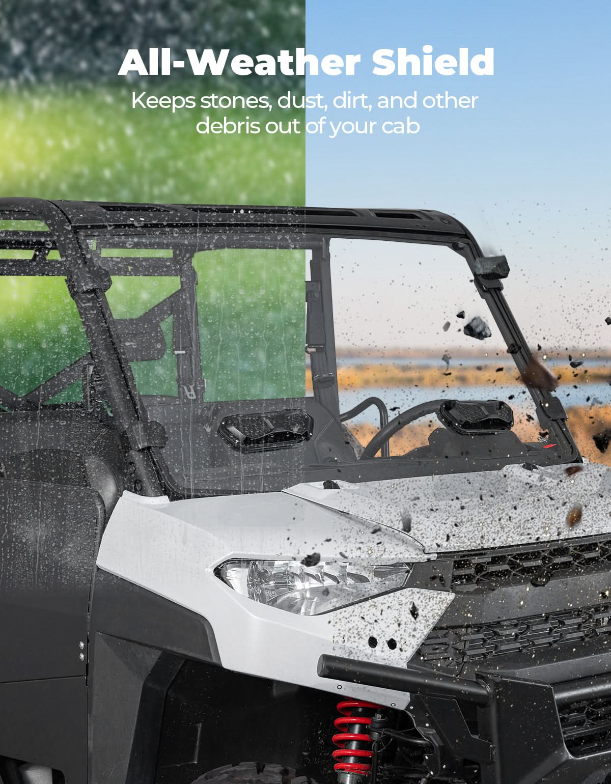 Kemimoto 3-in-1 Vented Windshield for Polaris Ranger 1000/XP 900-1000