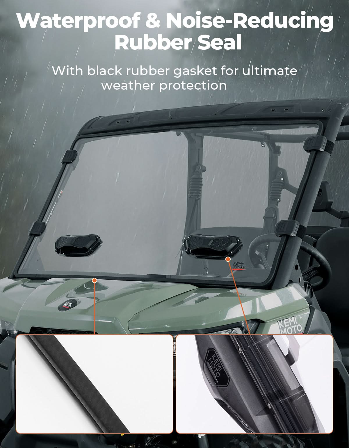 Kemimoto Vented Front Windshield for Can-Am Defender HD5/HD8/HD10/MAX 2016-2026