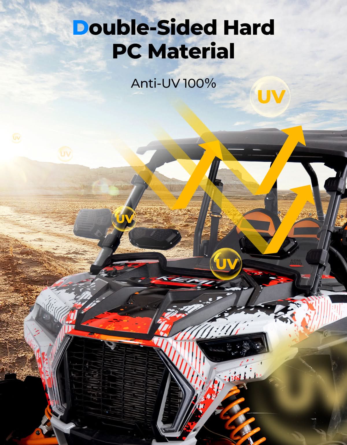 Kemimoto Polaris RZR XP 1000 Front Windshield Vented