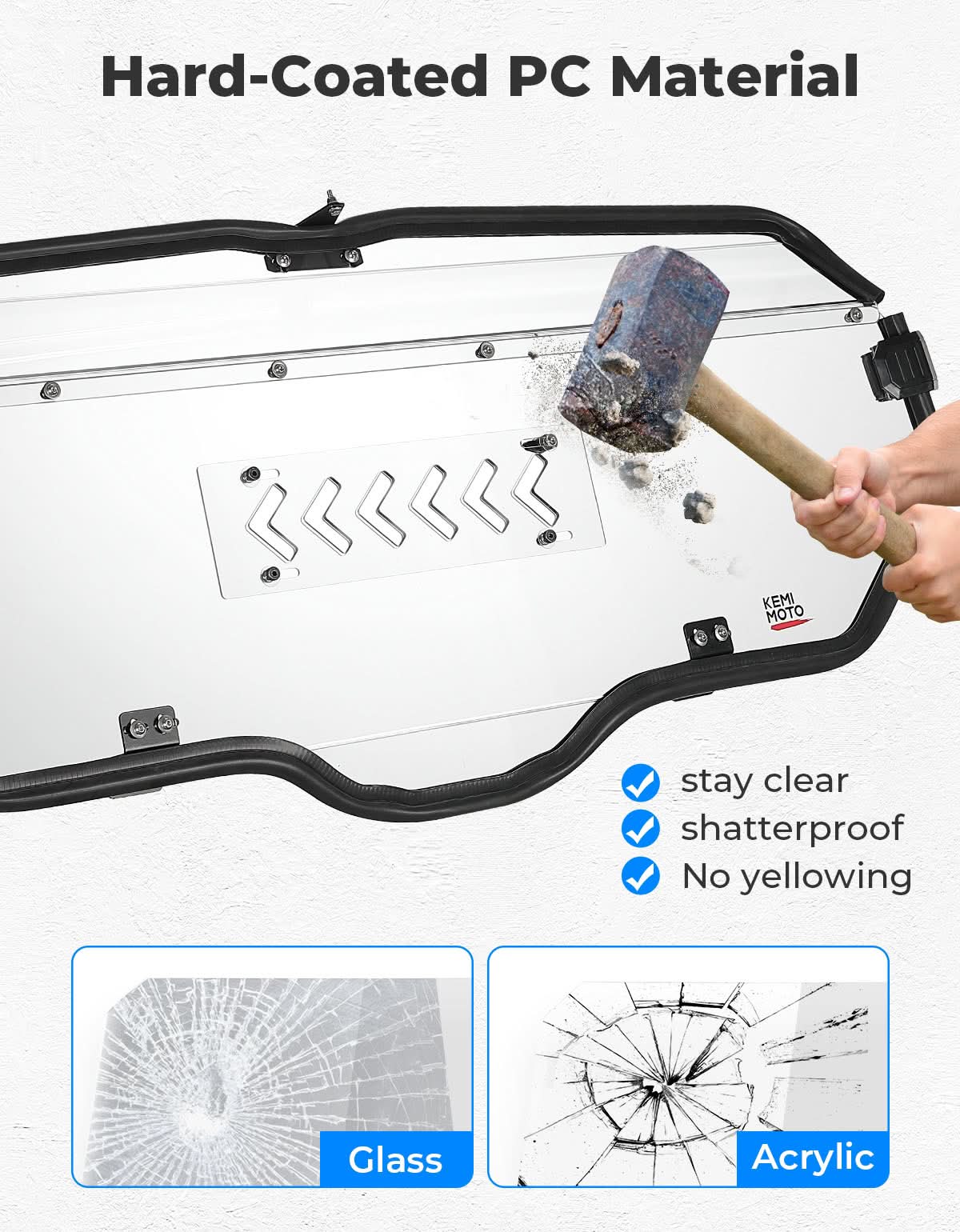 Kemimoto 2-IN-1 Sliding Rear Window for Honda Talon 1000X/R