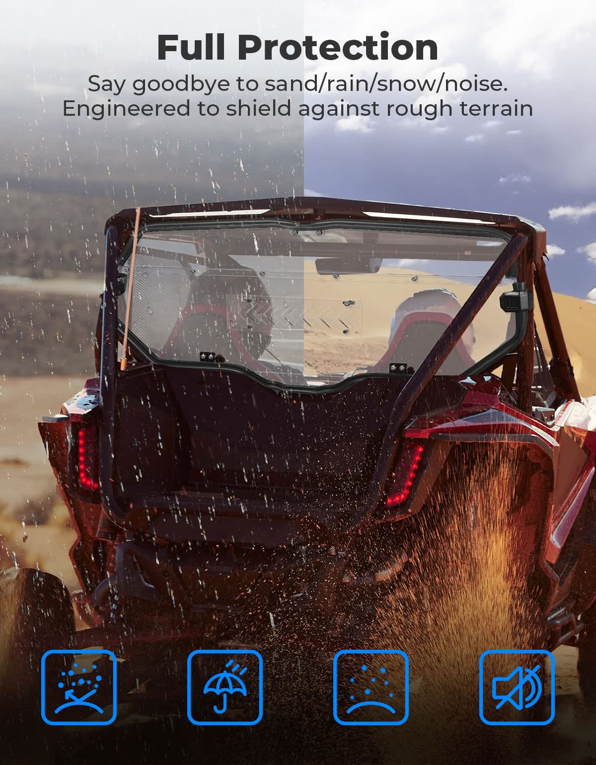 Kemimoto 2-IN-1 Sliding Rear Window for Honda Talon 1000X/R