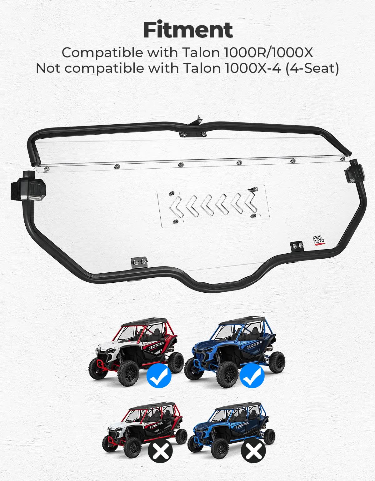 Kemimoto 2-IN-1 Sliding Rear Window for Honda Talon 1000X/R