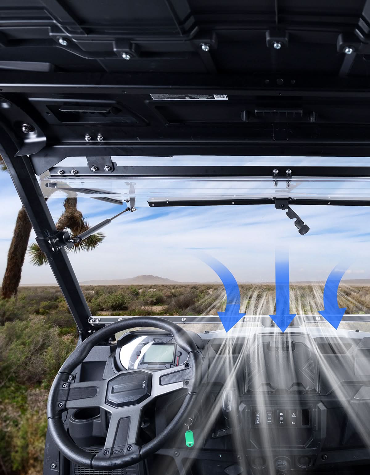 Kemimoto 3-IN-1 Flip Windshield for Polaris Ranger XP 1000 2015-2026
