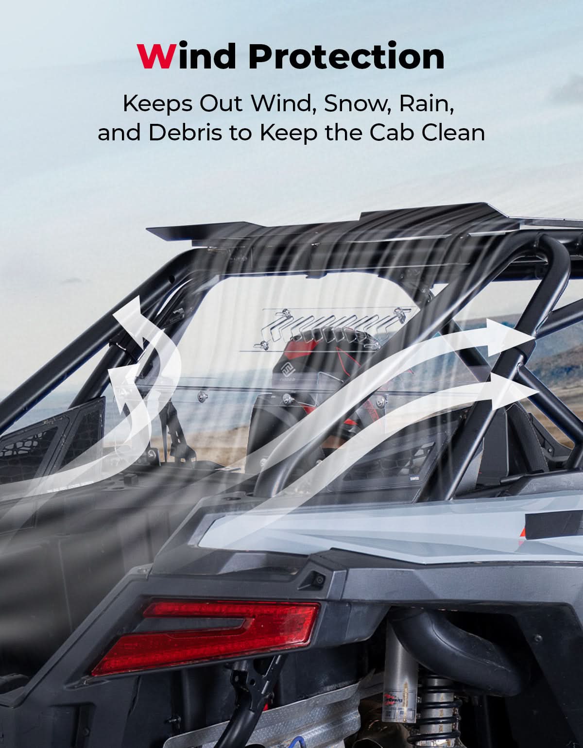 Kemimoto Sliding Vented Rear Windshield for Polaris RZR PRO XP/XP4