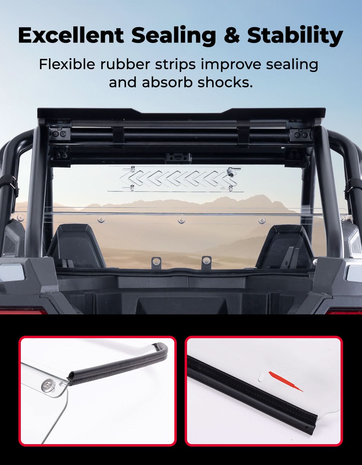 Kemimoto Sliding Vented Rear Windshield for Polaris RZR PRO XP/XP4