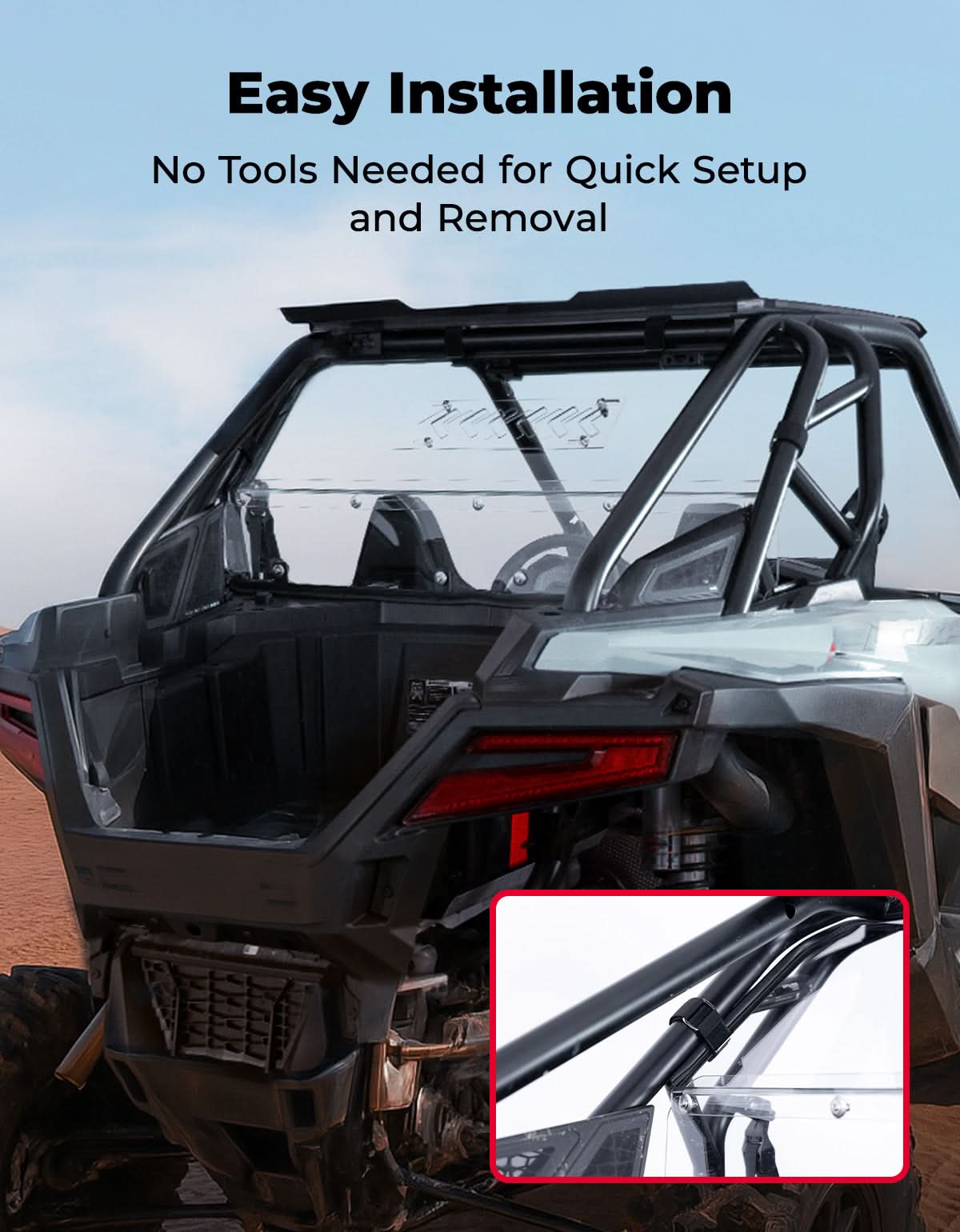 Kemimoto Sliding Vented Rear Windshield for Polaris RZR PRO XP/XP4