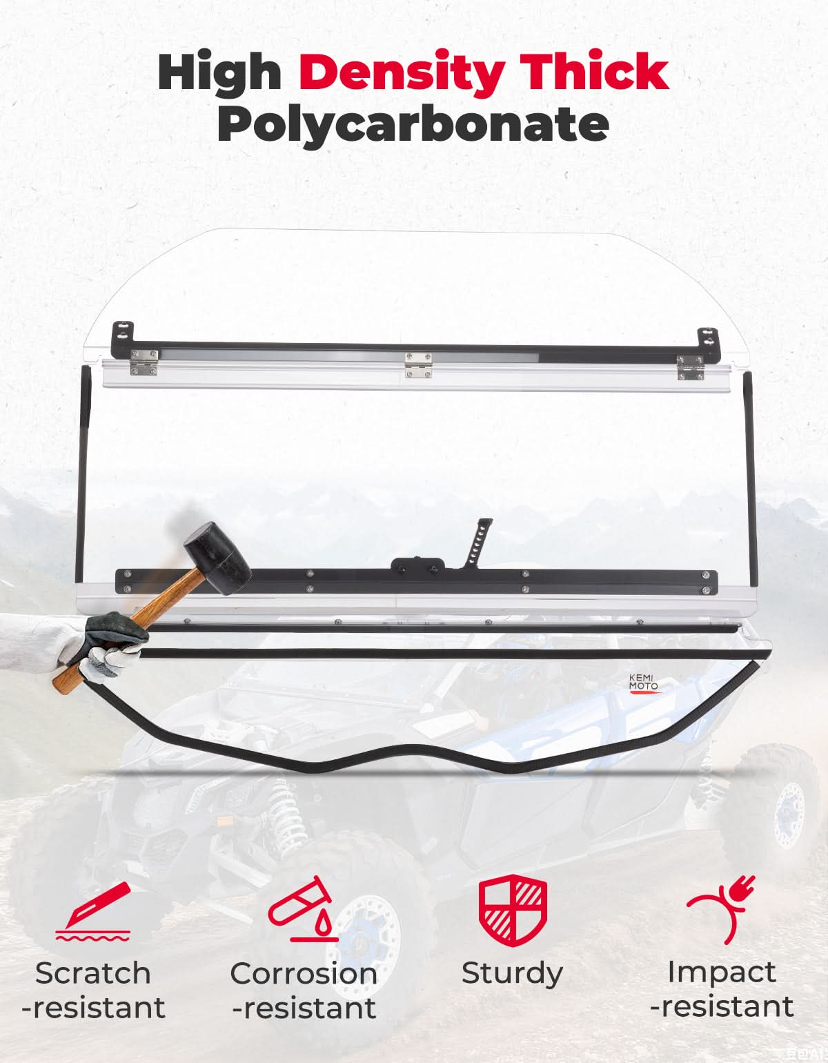 Kemimoto 3-in-1 Flip Windshield for Can‑Am X3 & X3 Max