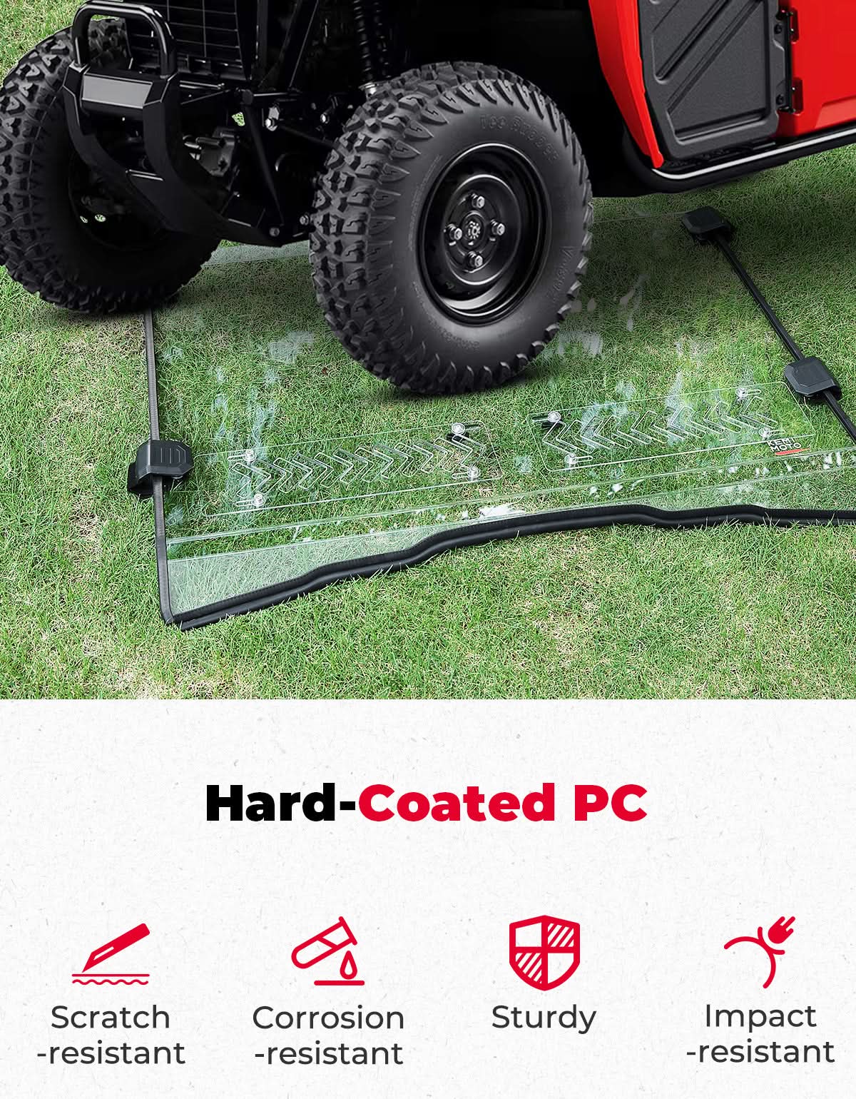 Kemimoto 2-IN-1 Front Windshield Sliding Window for Honda Pioneer 500/520