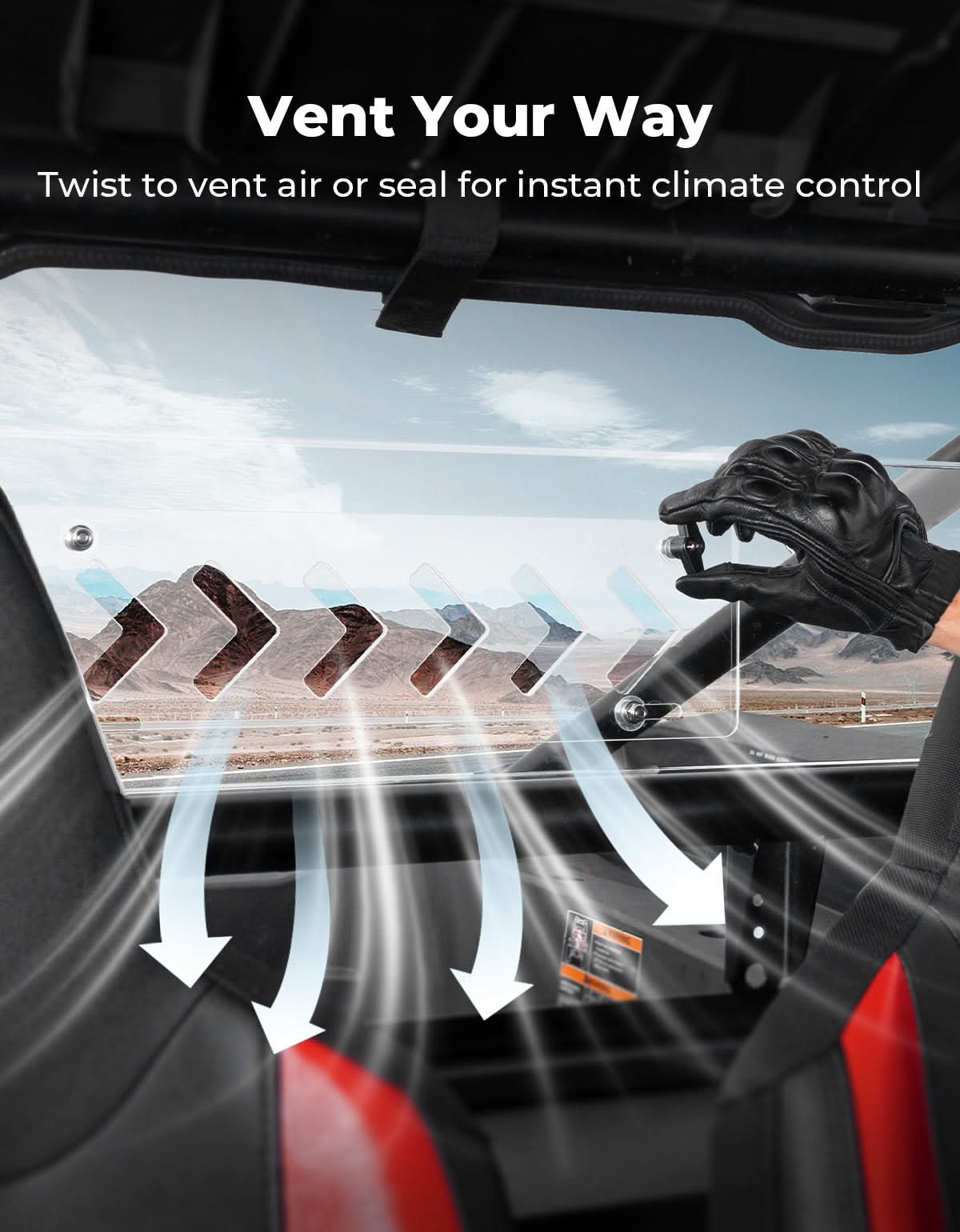 UTV Sliding Vented Clear Rear Windshield for 2024+ Polaris RZR XP 1000 / RZR XP4 1000