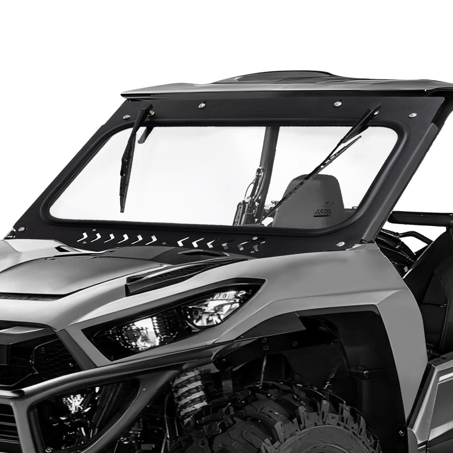 Kemimoto Vented Glass Front Windshield with Wipers for Kawasaki Teryx