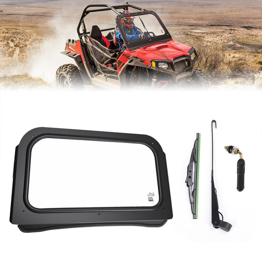Kemimoto Front Windshield with Manual Wiper for Polaris RZR