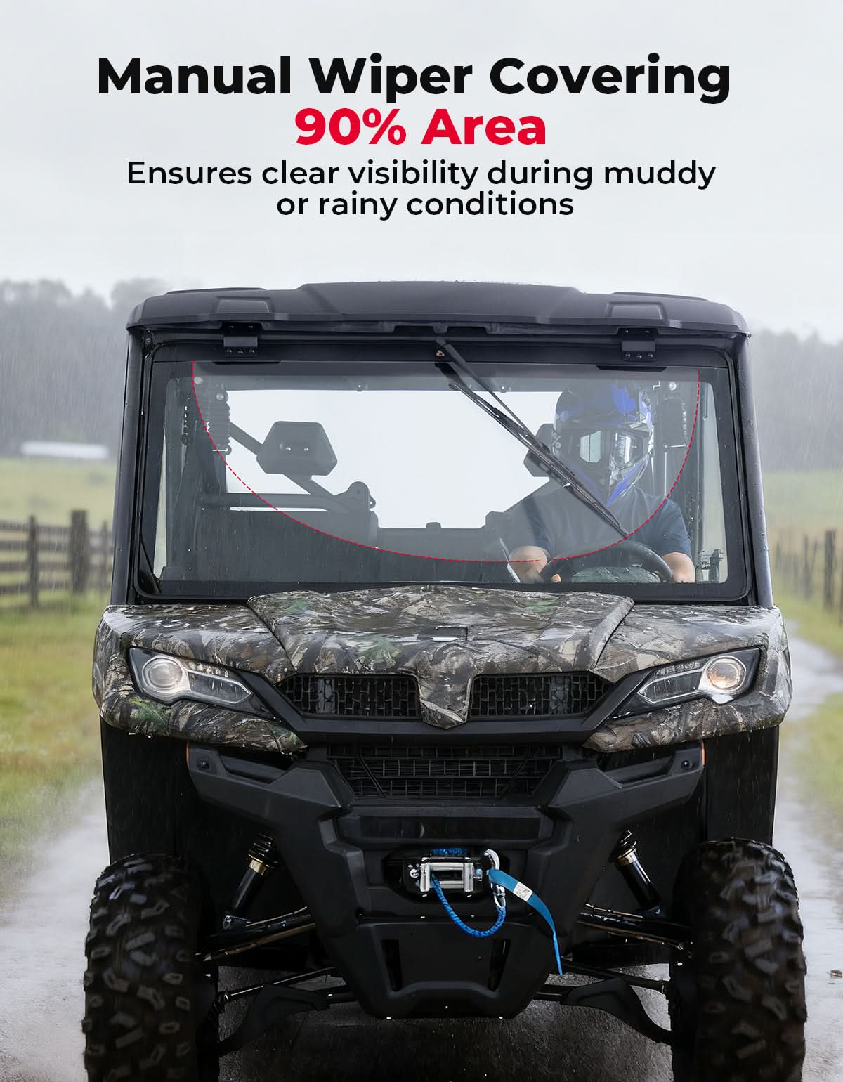 Kemimoto UTV Glass Windshield for CFMOTO UForce 1000/1000 XL